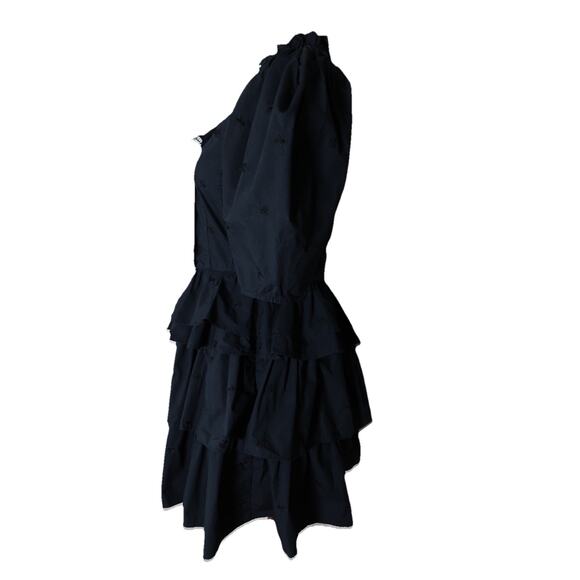 ULLA JOHNSON Linnea Tiered Embroidered Cotton Poplin Mini Dress Size 00 - Picture 8 of 15